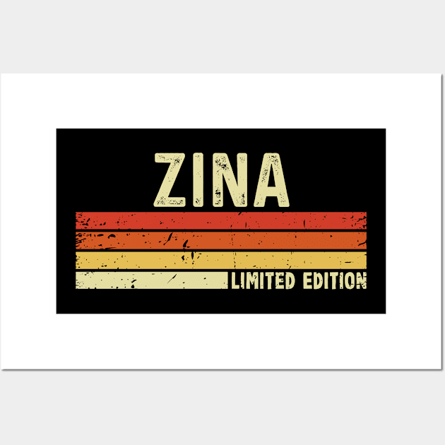 Zina Name Vintage Retro Limited Edition Gift Wall Art by CoolDesignsDz